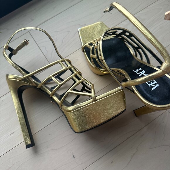 Versace Gold Platform Heels - Picture 3 of 11